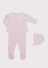 Gentle Openwork Ruffle Collar 3 Piece Knitted Set in Pink (0-6mths) Knitted Sets from Pepa London US