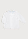 Handsmocked Collar Long Sleeve Blouse in White (0-12mths) Blouses  from Pepa London US