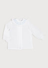 Hand Smocked Collar Long Sleeve Blouse in White (0-12mths) Blouses  from Pepa London US