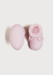 Light Knitted Cotton Baby Booties in Pink Knitwear  from Pepa London US