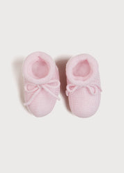 Light Knitted Cotton Baby Booties in Pink Knitwear  from Pepa London US