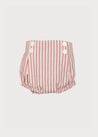 Bold Stripe Button Detail Bloomers in Red (3mths-2yrs) Bloomers  from Pepa London US