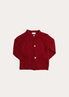 Contrast Trim 3 Button Cardigan in Red (3-18mths) Knitwear from Pepa London US