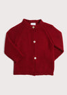 Contrast Trim 3 Button Cardigan in Red (3-18mths) Knitwear  from Pepa London US