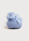 Light Knitted Cotton Baby Booties in Blue Knitted Accessories  from Pepa London US