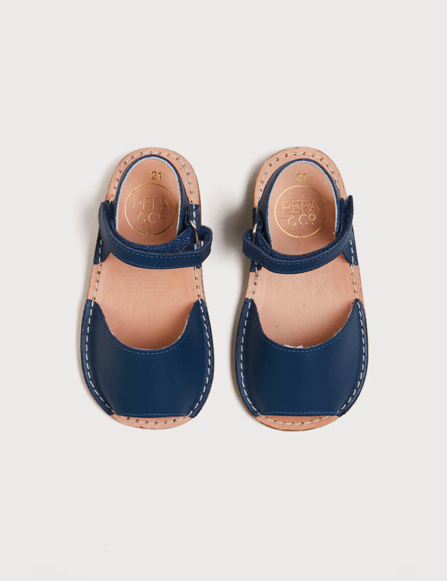 Open Toe Leather Sandals in Blue (17-30EU) Shoes  from Pepa London US