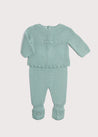 Openwork Contrast Dot Merino Wool Knitted Set in Green (0-12mths) Knitted Sets  from Pepa London US