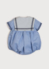 Striped Mariner Collar Short Sleeve Romper in Blue (3-18mths) Rompers  from Pepa London US