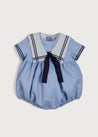 Striped Mariner Collar Short Sleeve Romper in Blue (3-18mths) Rompers  from Pepa London US