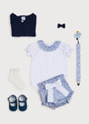 Delicate Floral Scallop Collar Short Sleeve Top in Blue (2-10yrs) Tops & Bodysuits  from Pepa London US