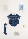 The French Blue Hand Smocked Romper Baby Boy Look Look  from Pepa London US