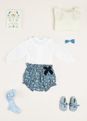 Hand Smocked Knitted Floral Gift Set in White Look  from Pepa London US