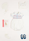 Scallop Collar Handsmocked Short Sleeve Romper in White (6mths-2yrs) Rompers  from Pepa London US