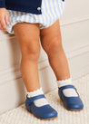 Leather Mary Jane Baby Shoes in French Blue (20-24EU) Shoes  from Pepa London US