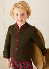 Austrian Single Breasted Contrast Trim Jacket in Green (18mths-10yrs) Coats  from Pepa London US