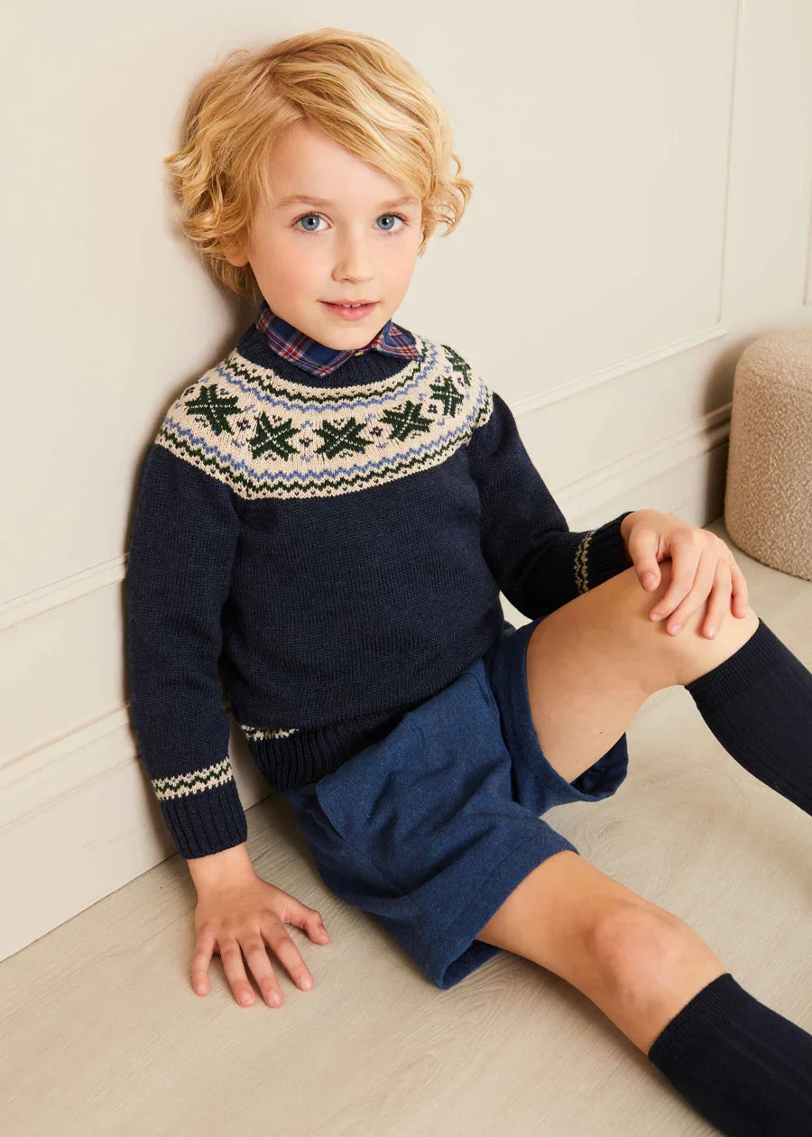 The Classic Navy Fair Isle Merino Wool Jumper Boy Look LOOK from Pepa London US