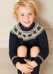 Classic Fair Isle Jumper in Navy (18mths-10yrs) Knitwear from Pepa London US