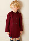 Traditional Double Breasted Coat in Burgundy (12mths-10yrs) Coats from Pepa London US