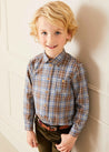 Winchester Check Polo Collar Long Sleeve Shirt in Caramel (3-10yrs) Shirts  from Pepa London US