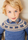 Classic Fair Isle Jumper in Blue (18mths-10yrs) Knitwear  from Pepa London US