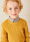 Cable Knit Crew Neck Jumper in Mustard (2-10yrs) Knitwear  from Pepa London US