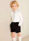 Velvet Contrast Trim Peter Pan Collar Two Piece Set in Black (18mths-5yrs) Two Piece Set  from Pepa London US