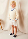 Brompton Striped Shorts in Beige (4-10yrs) SHORTS from Pepa London US