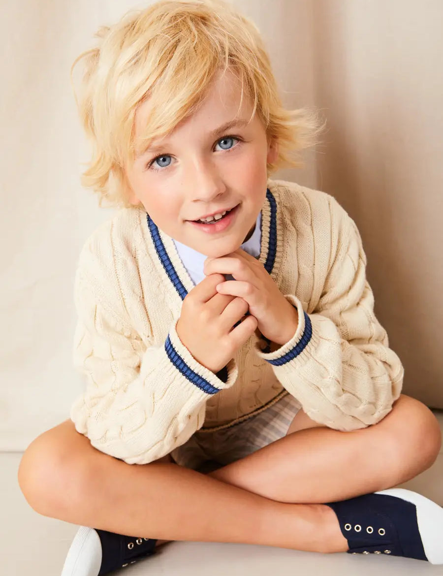 Brompton Striped Shorts in Beige (4-10yrs) SHORTS from Pepa London US