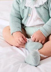 Openwork Detail Baby Cardigan in Sage Green (1-9mths) Knitwear from Pepa London US