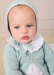 Openwork Detail Baby Cardigan in Sage Green (1-9mths) Knitwear from Pepa London US