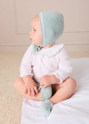 Lace Detail Bonnet in Sage Green (0-9mths) Bonnets from Pepa London US