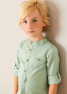 Plain Mao Collar Long Sleeve Shirt in Green (12mths-10yrs) SHIRTS from Pepa London US