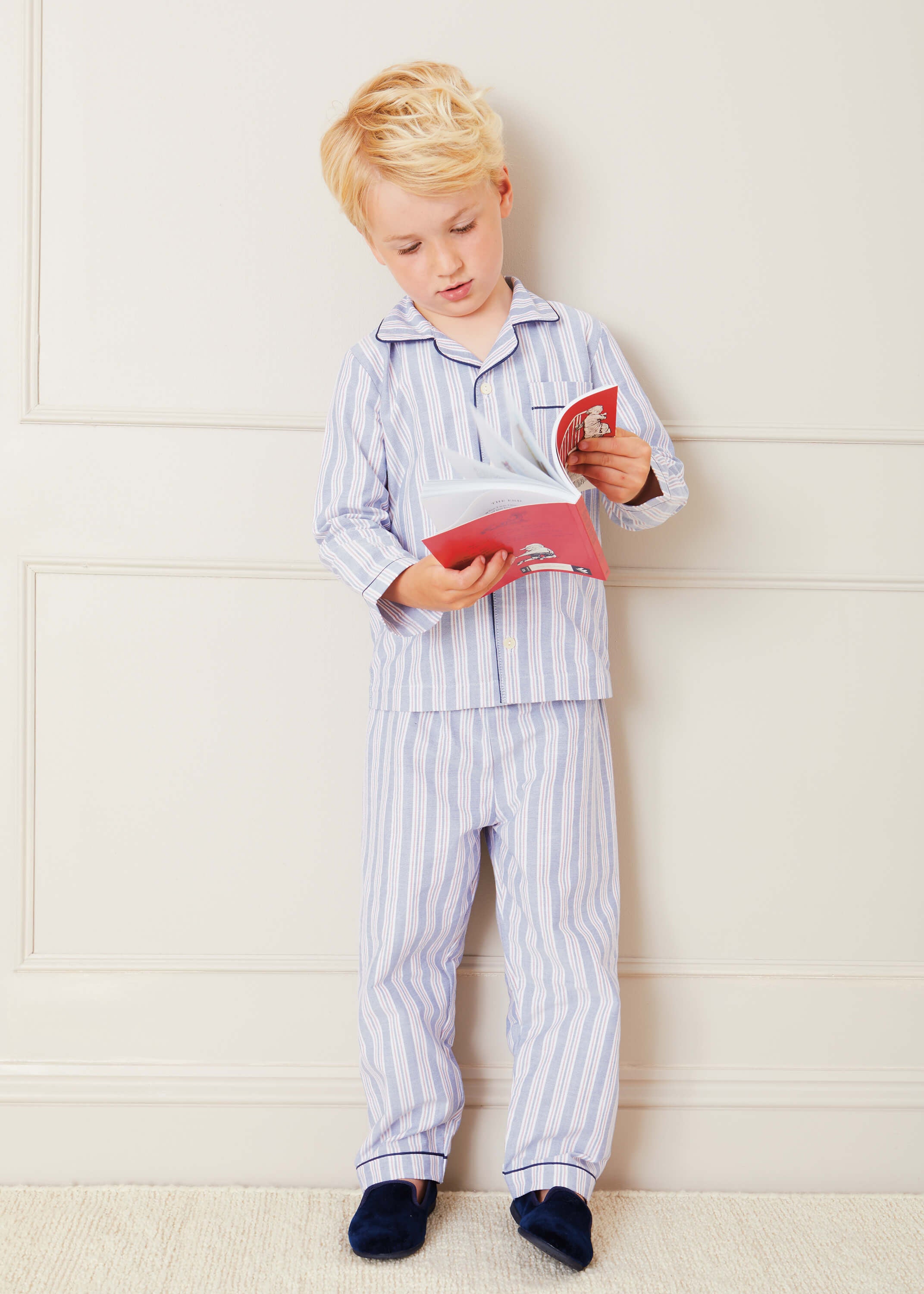 Velvet Slippers In Navy (24-34EU) SHOES  from Pepa London