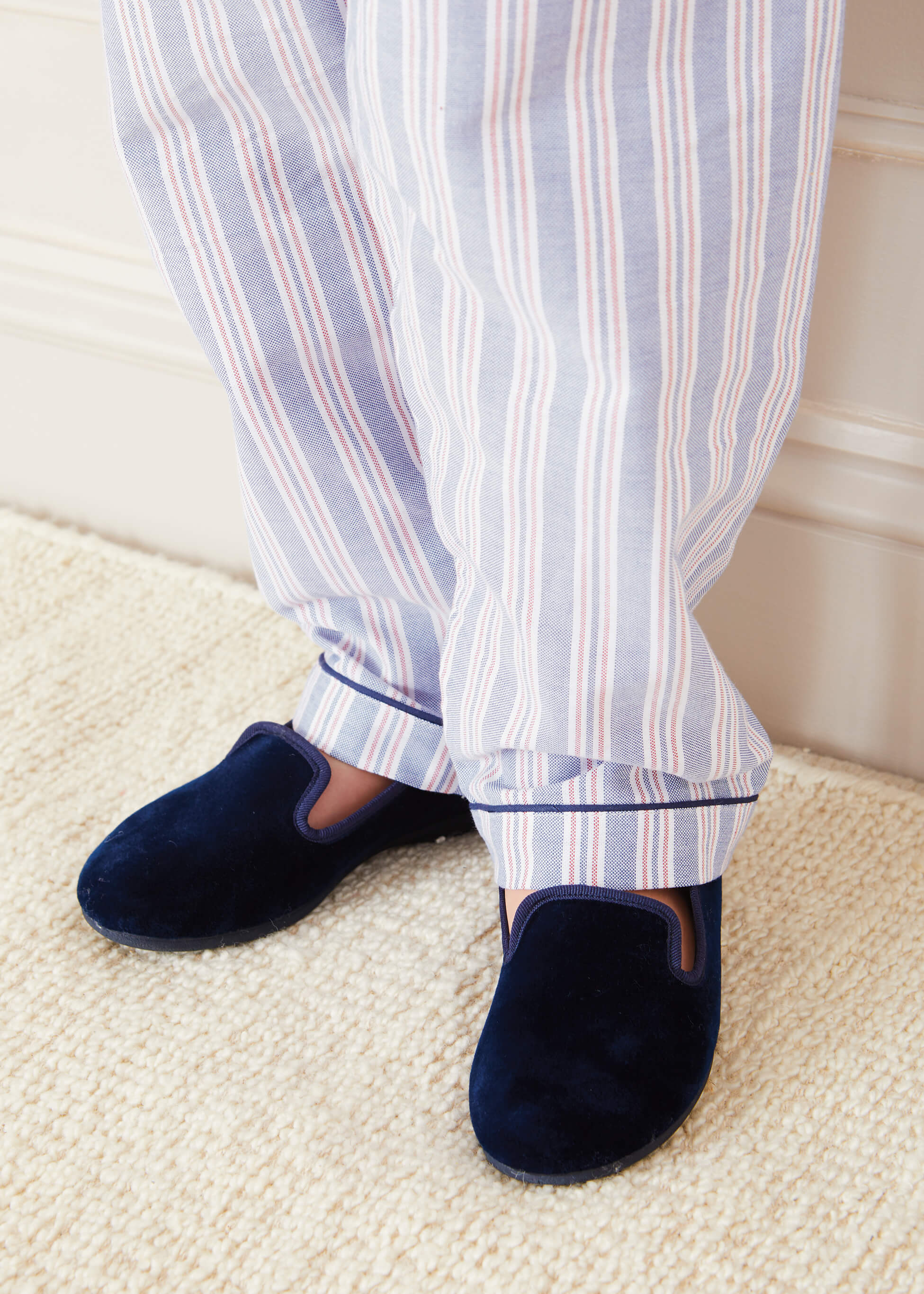 Velvet Slippers In Navy (24-37EU) SHOES from Pepa London US