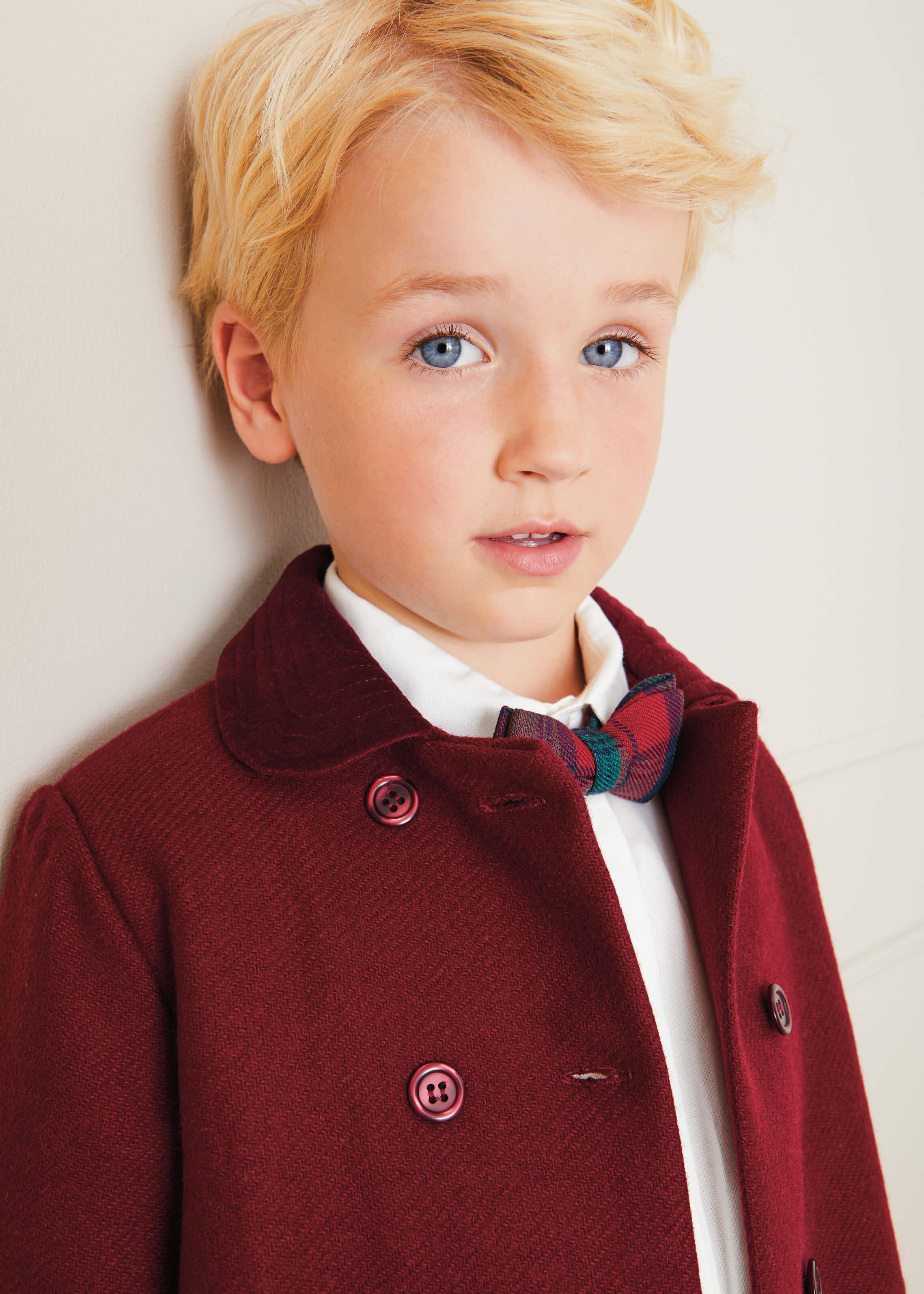 Traditional Double Breasted Coat in Burgundy (12mths-10yrs) COATS from Pepa London US