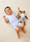 Gingham Contrast Piping Short Sleeve All-In-One in Blue (12mths-2yrs) Nightwear  from Pepa London US