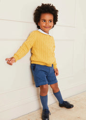 Wool Plain Shorts With Turn Ups In Blue (18mths-4yrs) SHORTS from Pepa London US
