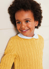 Cable Detail Crew Neck Jumper In Mustard Yellow (2-10yrs) KNITWEAR  from Pepa London US