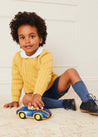 Cable Detail Crew Neck Jumper In Mustard Yellow (2-10yrs) KNITWEAR  from Pepa London US