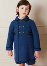 Austrian Double Breasted Navy Trim Coat in Blue (12mths-10yrs) Coats  from Pepa London US