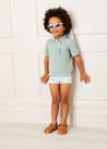 Plain Short Sleeve Polo Top in Green (2-10yrs) Tops & Bodysuits  from Pepa London US