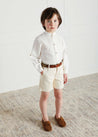 Pocket Detail Shorts With Turn-Ups in Beige (4-10yrs) Shorts  from Pepa London US
