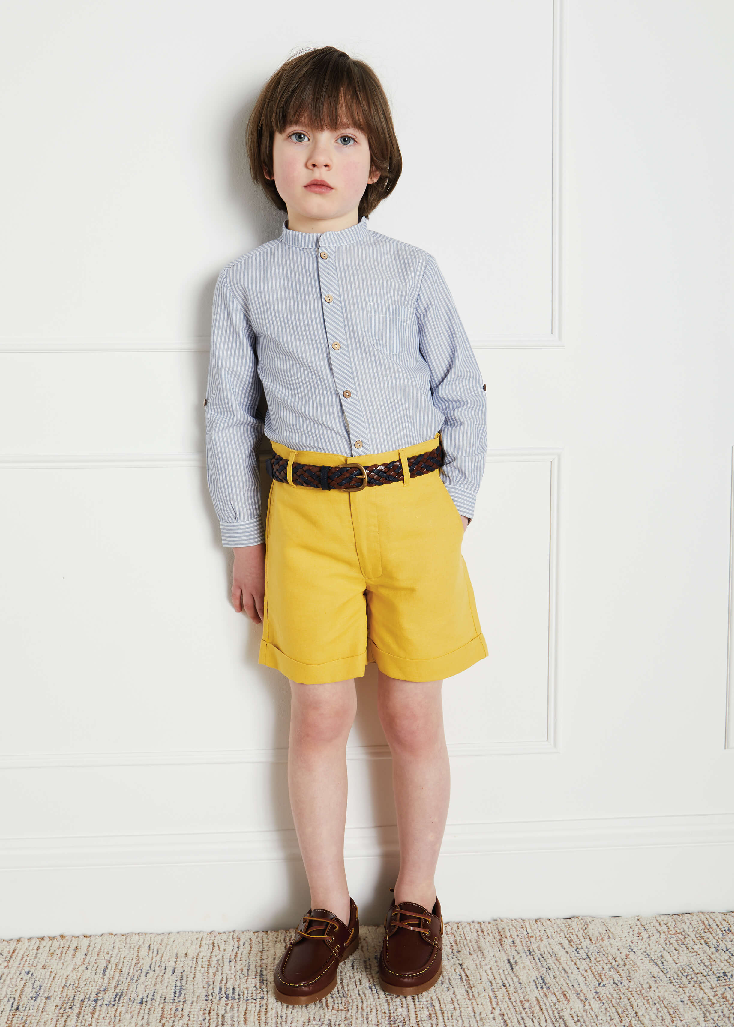 Pocket Detail Shorts With Turn-Ups in Mustard (4-10yrs) Shorts from Pepa London US
