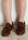 Leather Boat Shoes in Tan (26-34EU) Shoes  from Pepa London US