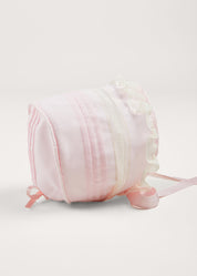 Bespoke Organic Cotton Christening Dress and Bonnet in Light Pink MADE TO ORDER from Pepa London US