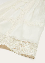 Bespoke Organza Silk Christening Gown With Antique Lace and Bonnet MADE TO ORDER from Pepa London US