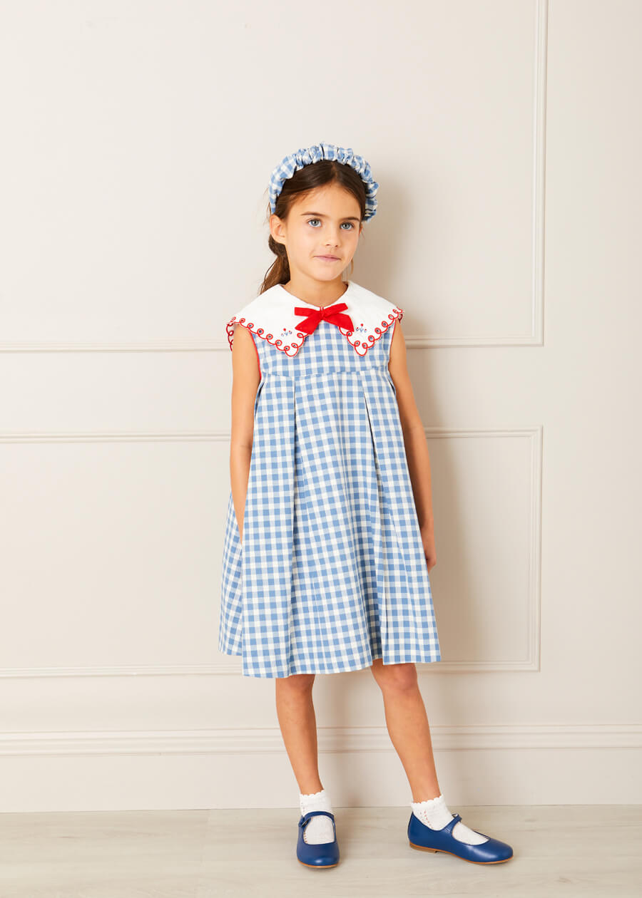 Gingham Scrunchie Hairband in Blue Hair Accessories from Pepa London US
