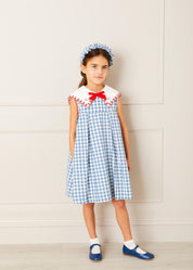 Gingham Scrunchie Hairband in Blue Hair Accessories from Pepa London US