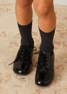 Leather Lace-Up Black Shoes (25-33EU) Shoes  from Pepa London US