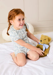 Esme Floral Swiss Voile Scallop Collar Pyjamas in Blue (18mths- 10yrs) NIGHTWEAR from Pepa London US